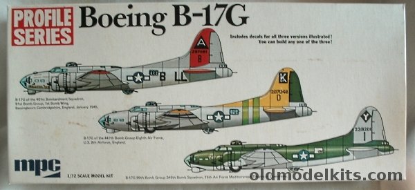 MPC 1/72 Boeing B-17G Flying Fortress Profile Series - 401st BS 91st BG 1st BW England 1945 / 447th BG 8th AF England / 99th BG 346 BS 15th AF Mediterranean, 2-2501 plastic model kit